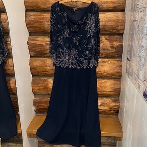 💙Stunning Vintage 16P J Kara Elegant Navy Blue Embellished Dress